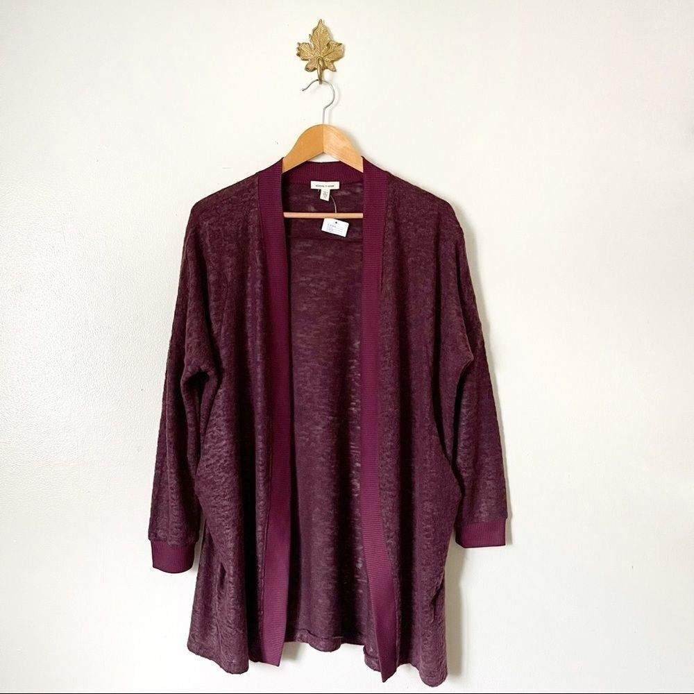 Whimsigoth Urban Outfitters Silence + Noise Maroon burnout cardigan NWT Medium